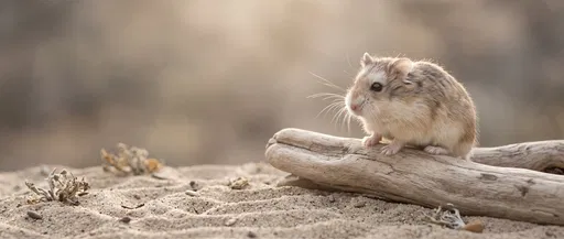 Roborovski Desert Hamster on Driftwood