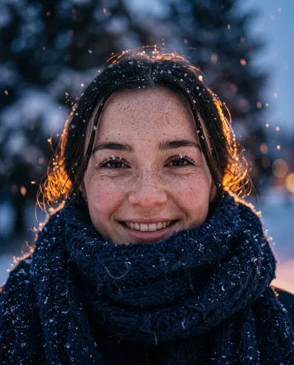 Smiling Woman in Winter Scarf