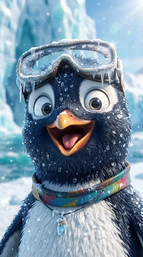 Animated Penguin Wearing Frosty Goggles