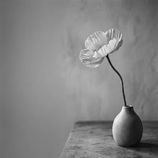 Monochrome Poppy in Ceramic Bud Vase