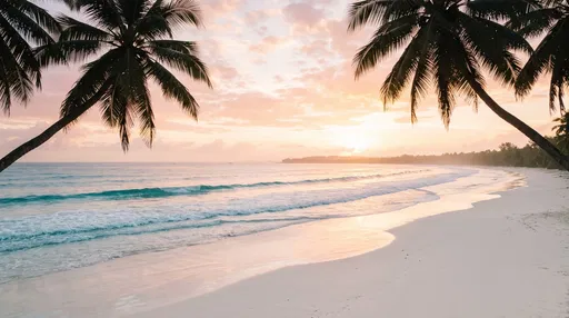 Tropical White Sand Beach at Pastel Sunrise
