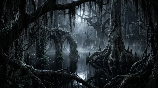 Gothic Swamp With Flooded Stone Arches