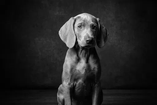 Black and White Weimaraner Puppy Portrait