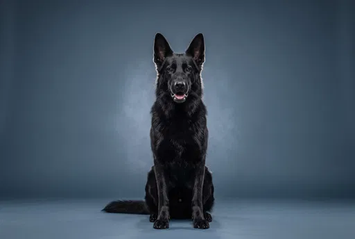 Black German Shepherd Studio Portrait