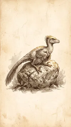 Sepia Velociraptor Illustration on Parchment