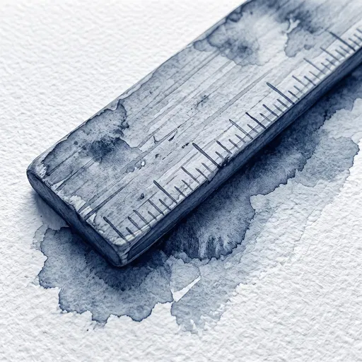 Indigo Watercolor Vintage Wooden Ruler