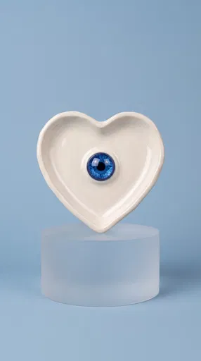 Ceramic Heart Dish With Blue Eye