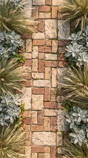 Overhead Brick and Limestone Garden Walkway