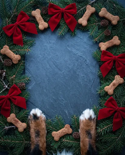 Festive Pine Frame With Dog Paws