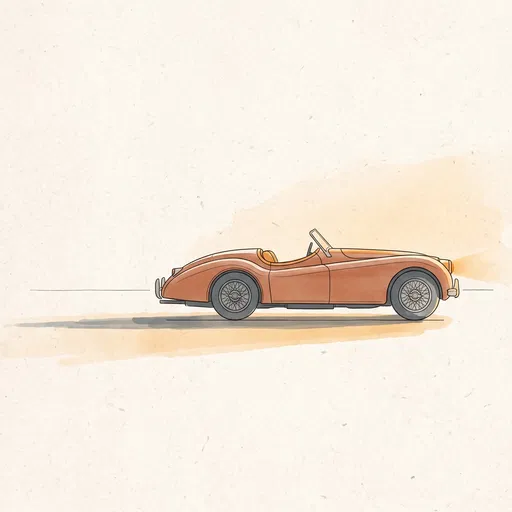 Classic Terracotta Roadster Side Profile Illustration