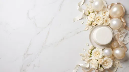 White Cake and Roses on Marble