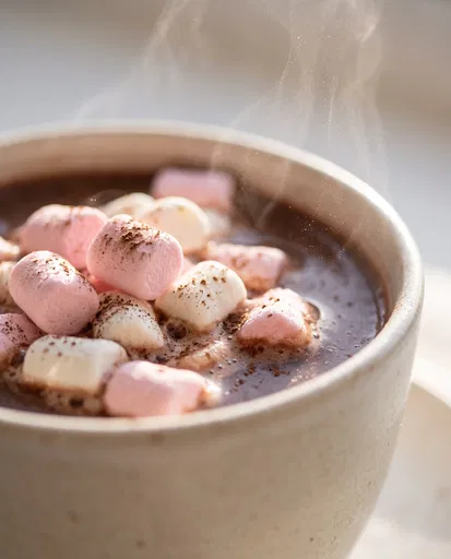 Hot Chocolate With Pink Marshmallows