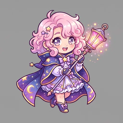 Cute Chibi Magical Girl With Lantern