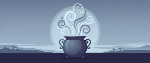 Minimalist Blue Witch Cauldron Vector Illustration