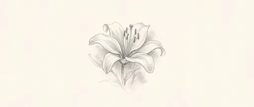 Graphite Pencil Drawing of Blooming Lily