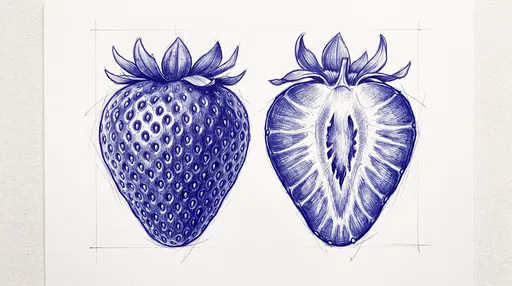 Blue Ballpoint Pen Strawberry Illustration
