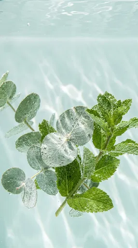 Submerged Eucalyptus and Mint in Water