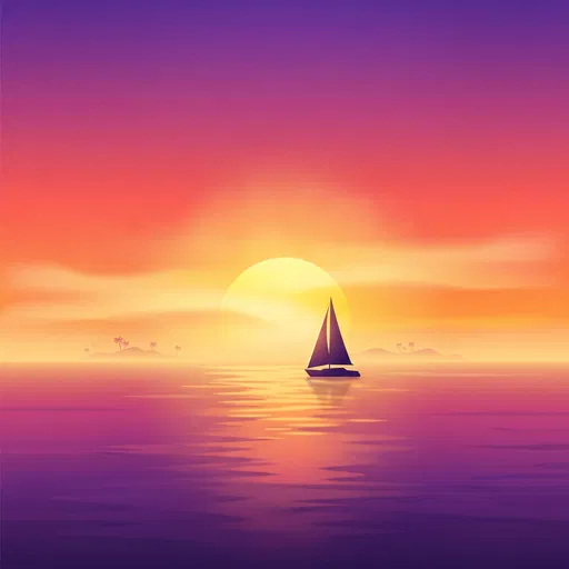 Sailboat Silhouette at Vibrant Tropical Sunrise