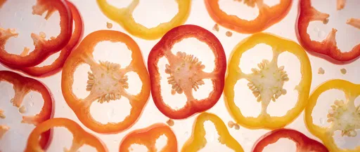 Backlit Colorful Bell Pepper Slices Macro