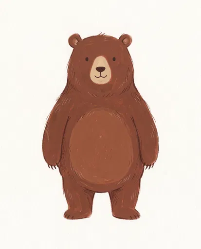 Friendly Standing Brown Bear Illustration