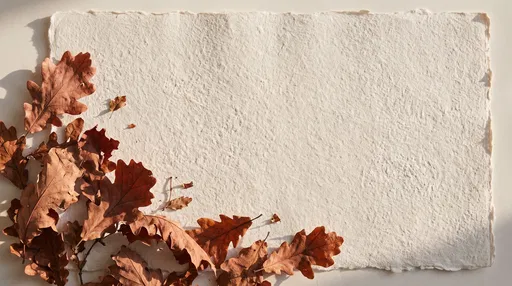 Autumn Oak Leaves on Textured Paper