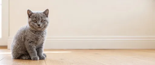 British Shorthair Kitten on Wooden Floor