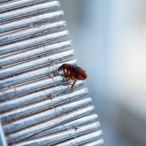 Macro Close-Up of Flea on Comb