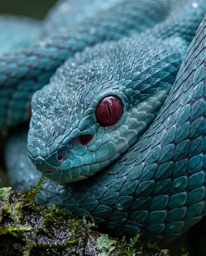 Macro Close-Up of Blue Pit Viper