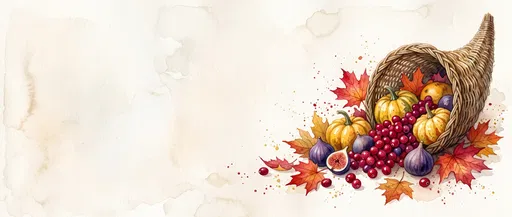 Watercolor Thanksgiving Cornucopia Banner