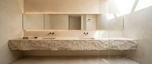 Minimalist Monolithic Stone Spa Bathroom Vanity