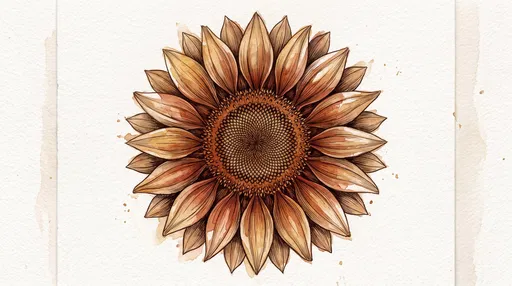 Watercolor and Ink Sunflower Illustration
