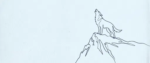Minimalist Line Drawing of Howling Wolf