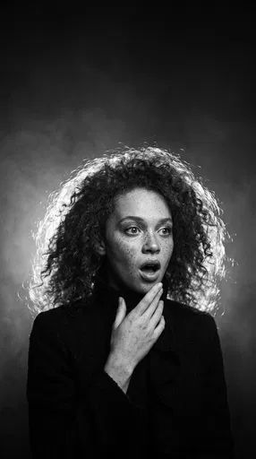 Monochrome Portrait of Surprised Woman