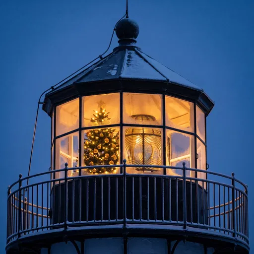 Lighthouse Lantern Room with Christmas Tree