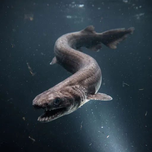 Deep Sea Frilled Shark Swimming