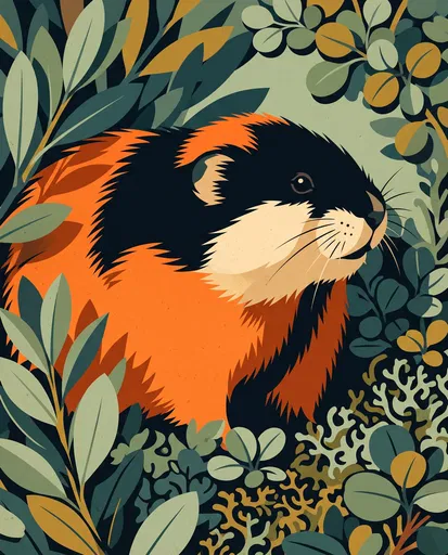 Stylized Norway Lemming Wildlife Illustration