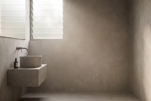 Minimalist Concrete Bathroom Vanity with Copy Space