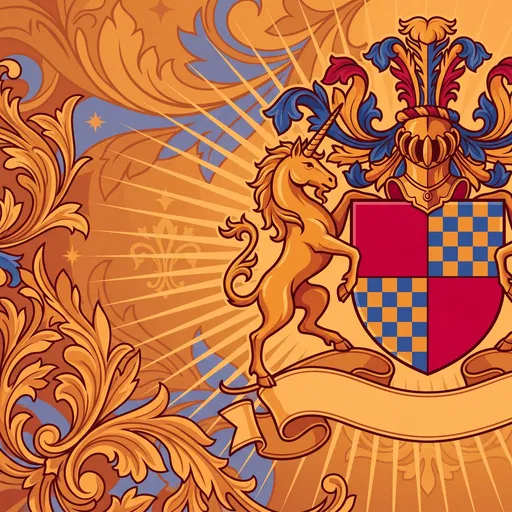 Heraldic Unicorn Crest Vector Illustration