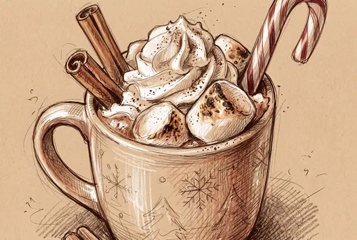 Festive Hot Cocoa Mug Sketch