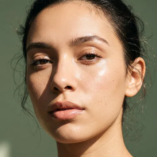 Close-Up Portrait of Woman With Dewy Skin