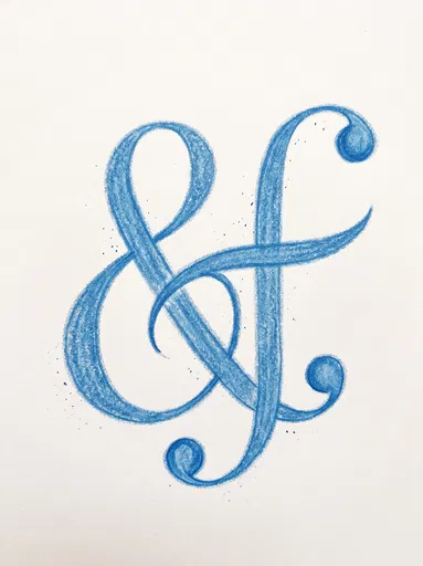 Blue Pastel Ampersand and F Ligature