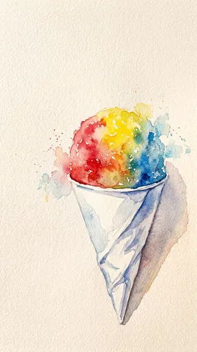 Watercolor Rainbow Snow Cone Illustration