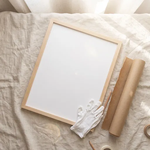 Blonde Wood Poster Frame Flat Lay Mockup