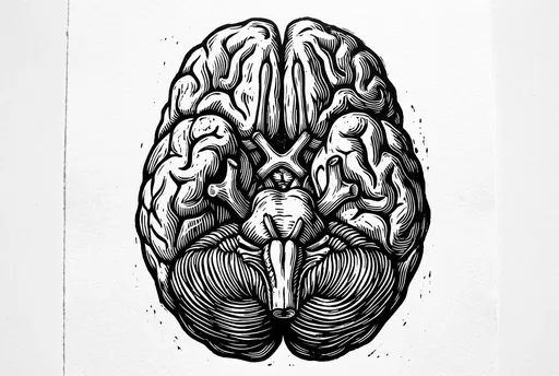 Woodcut Inferior View of Human Brain