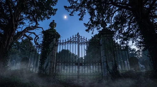 Gothic Cemetery Gates at Blue Hour