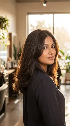 Woman With Layered Hair in Salon