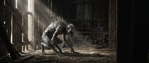 Spined Creature Lurking in Dark Barn