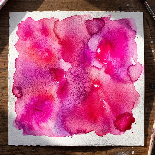 Vibrant Pink Watercolor Wash Flat Lay