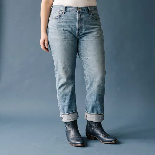 Woman in Cuffed Jeans and Cowboy Boots