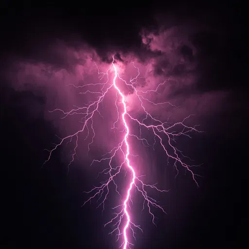 Neon Pink Lightning Bolt in Dark Sky